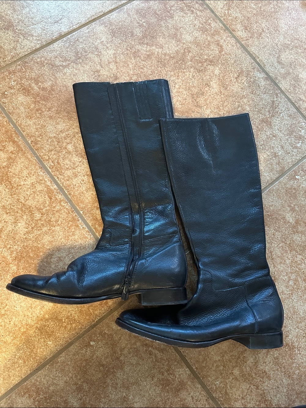 Ann Taylor Black Leather Mid Calf Riding Boots size 10